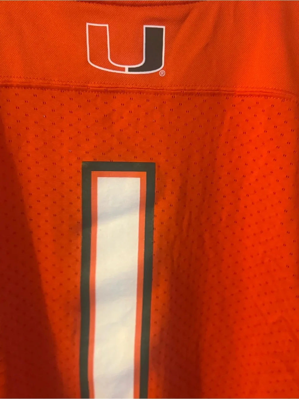 adidas Miami Hurricanes Football Jersey Orange Green White #1 Size L